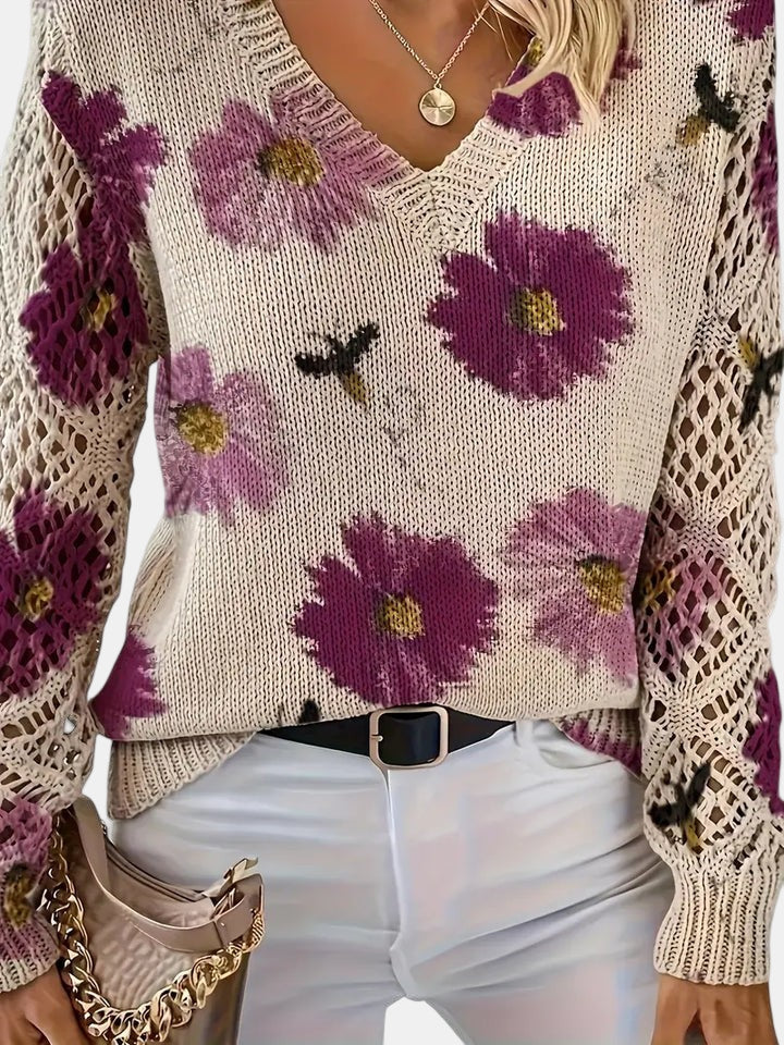 YASMIN - LOVELY BLOSSOM KNIT SWEATER