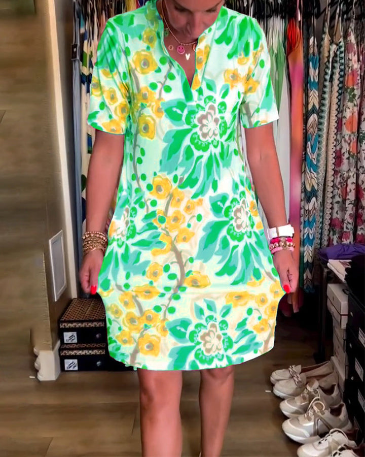 MARGA - PRINTED SHORT-SLEEVE SUMMER DRESS