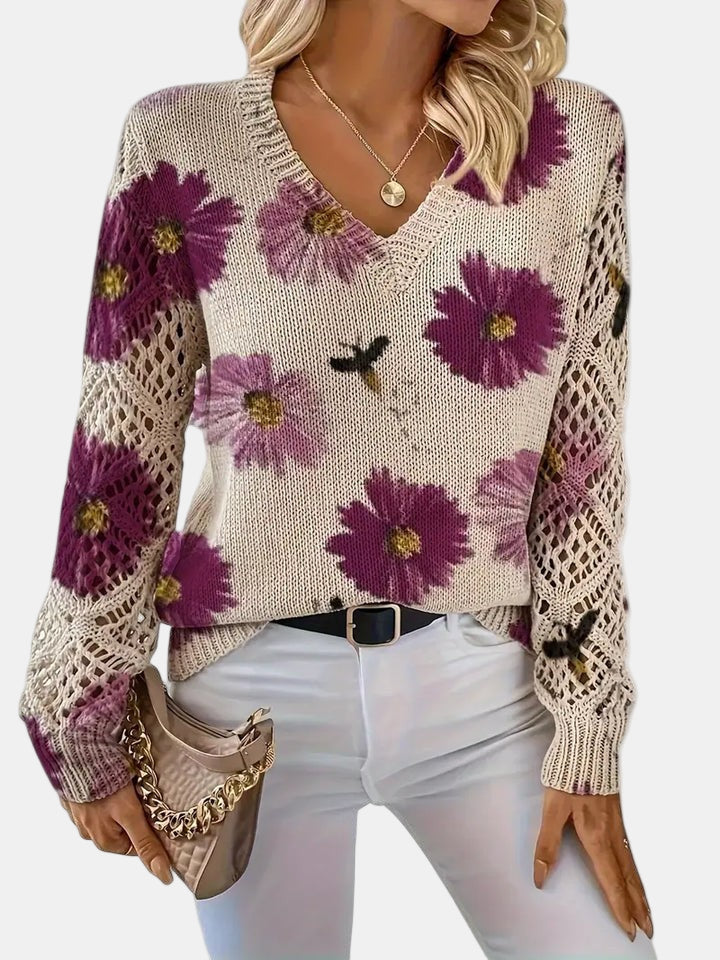 YASMIN - LOVELY BLOSSOM KNIT SWEATER