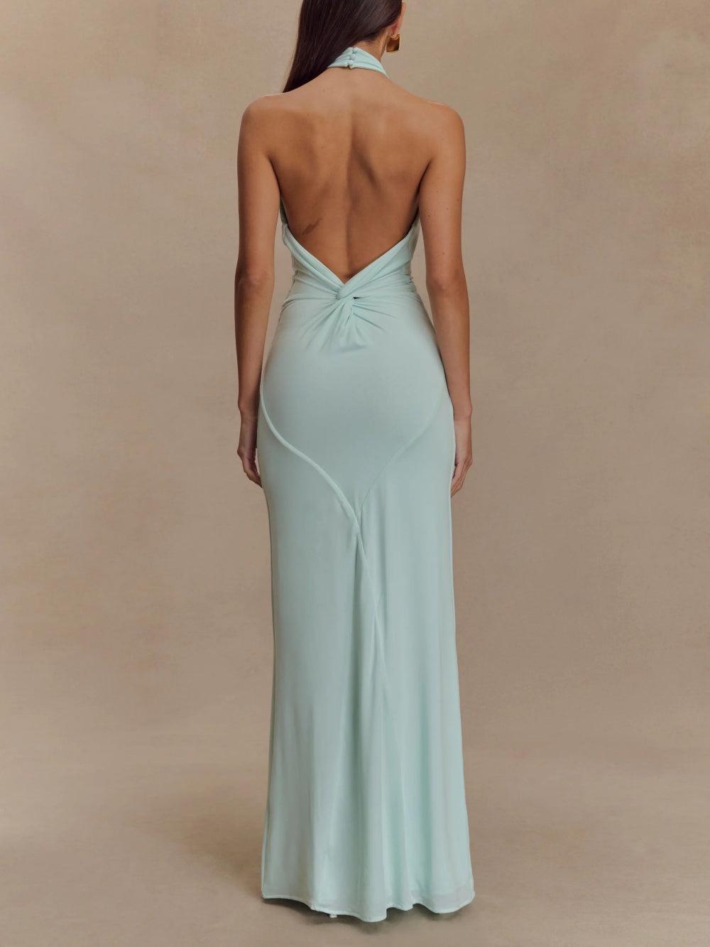UNIQUE - ELEGANT HALTER MAXI DRESS