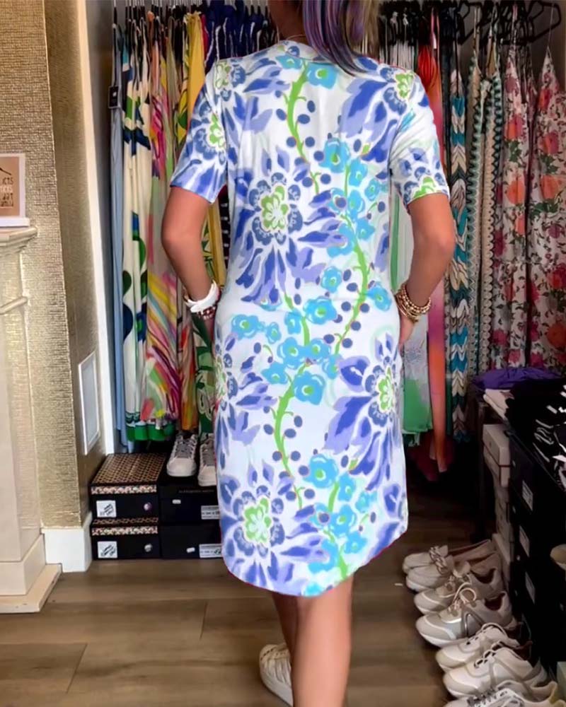 MARGA - PRINTED SHORT-SLEEVE SUMMER DRESS