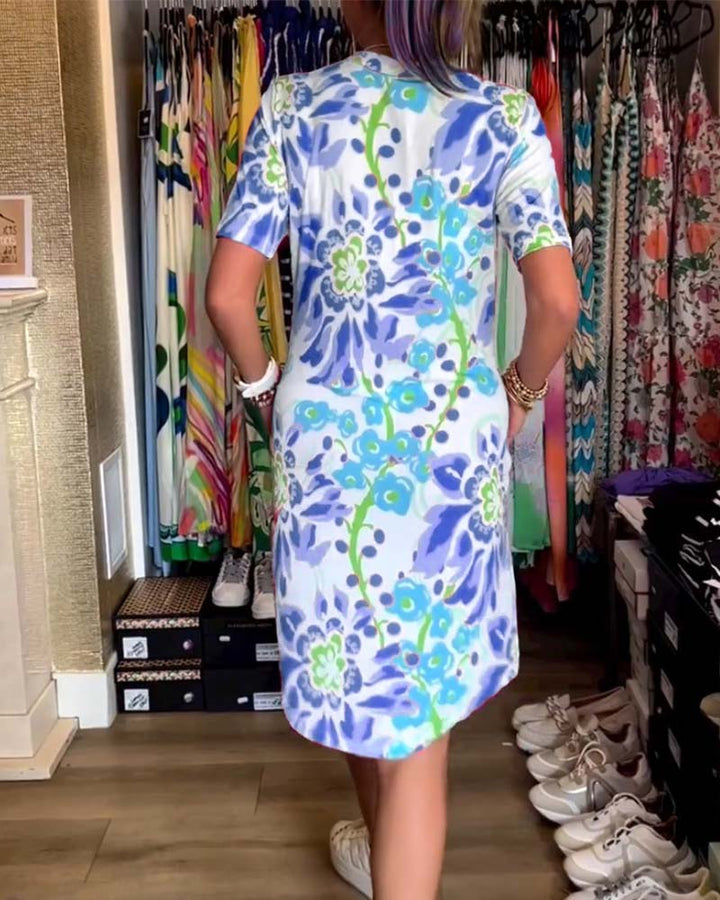 MARGA - PRINTED SHORT-SLEEVE SUMMER DRESS