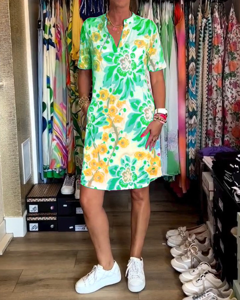 MARGA - PRINTED SHORT-SLEEVE SUMMER DRESS