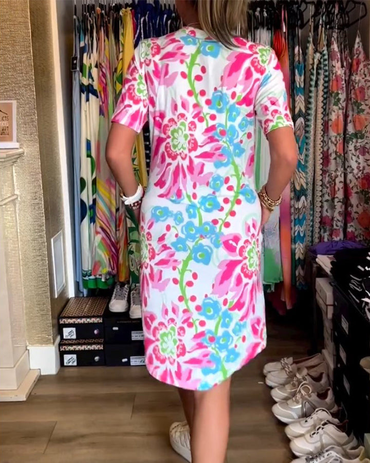 MARGA - PRINTED SHORT-SLEEVE SUMMER DRESS