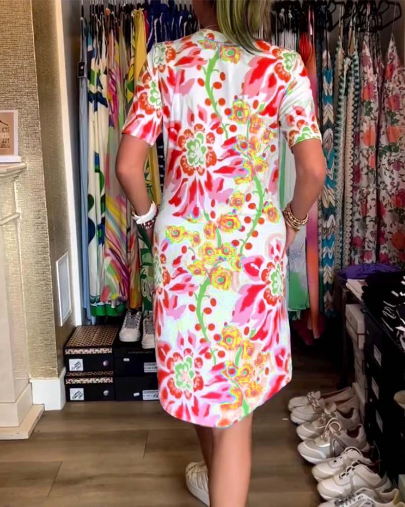 MARGA - PRINTED SHORT-SLEEVE SUMMER DRESS