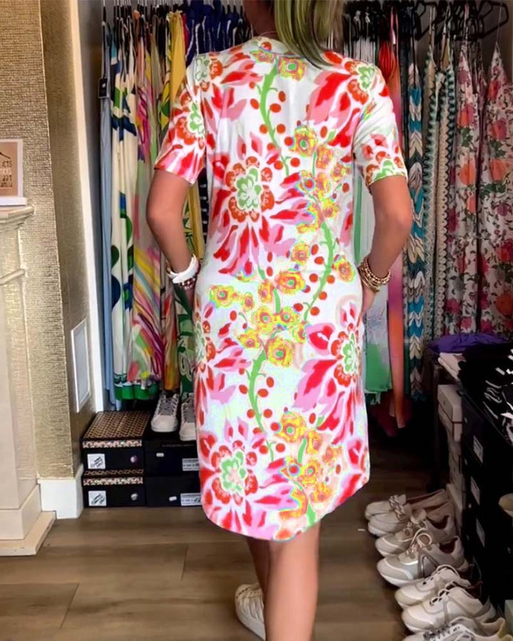 MARGA - PRINTED SHORT-SLEEVE SUMMER DRESS
