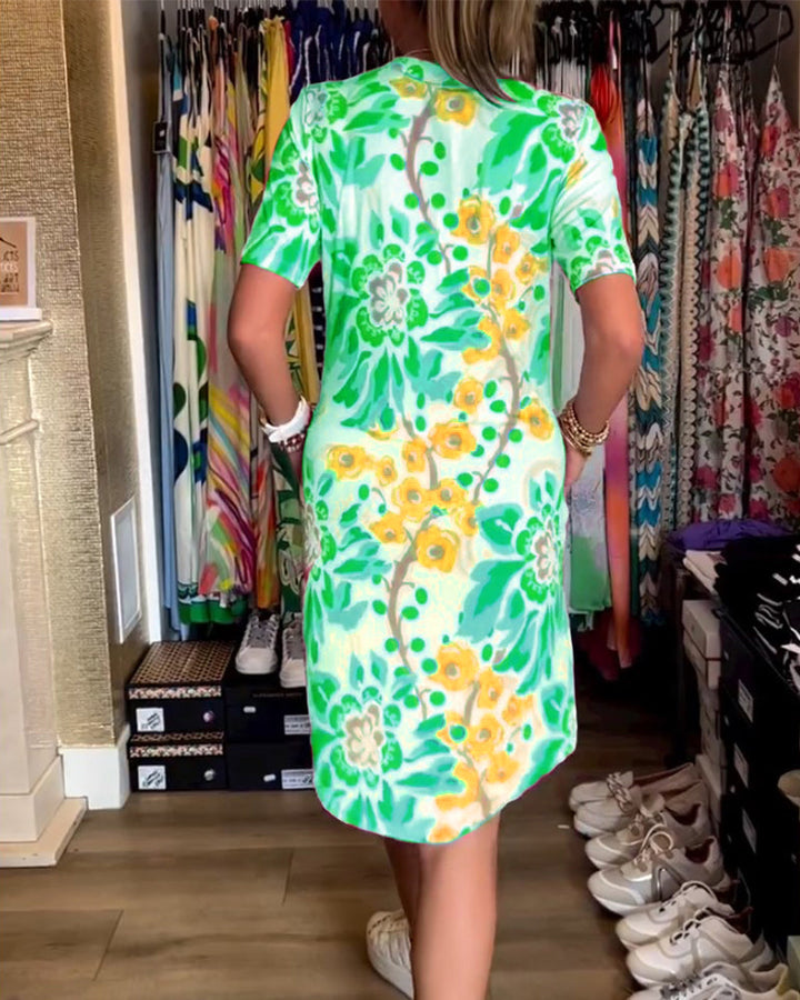 MARGA - PRINTED SHORT-SLEEVE SUMMER DRESS