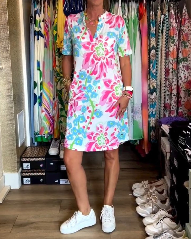 MARGA - PRINTED SHORT-SLEEVE SUMMER DRESS