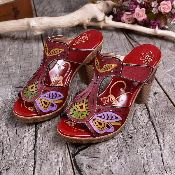 IYA - FLORAL PRINT HEEL SANDALS