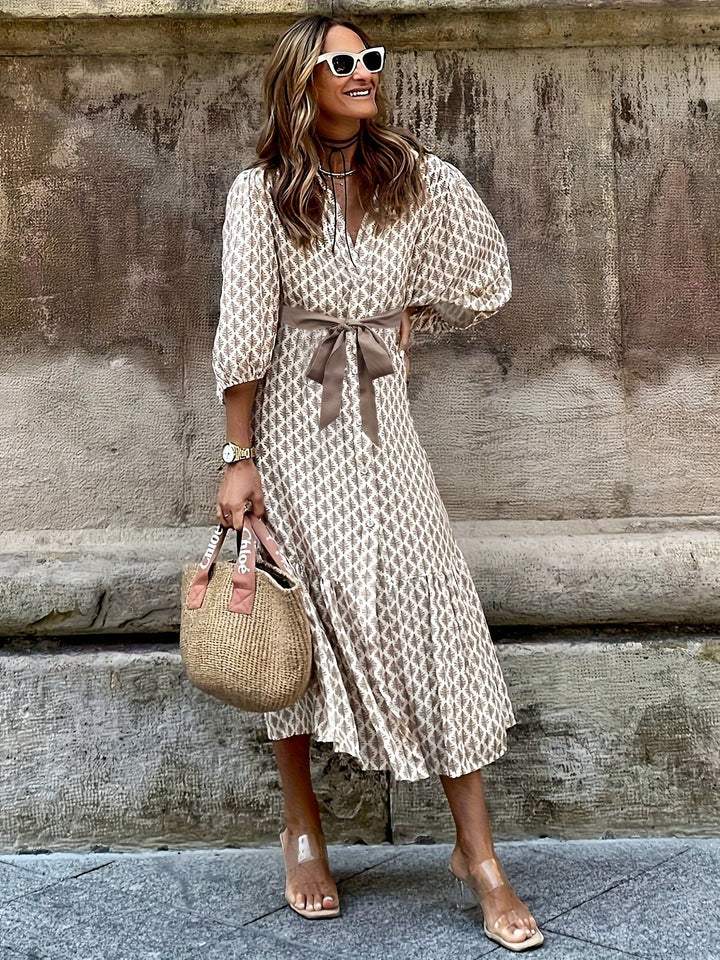 DIXIE - CLASSIC DRESS WITH BUTTONS AND BOW DETAILING