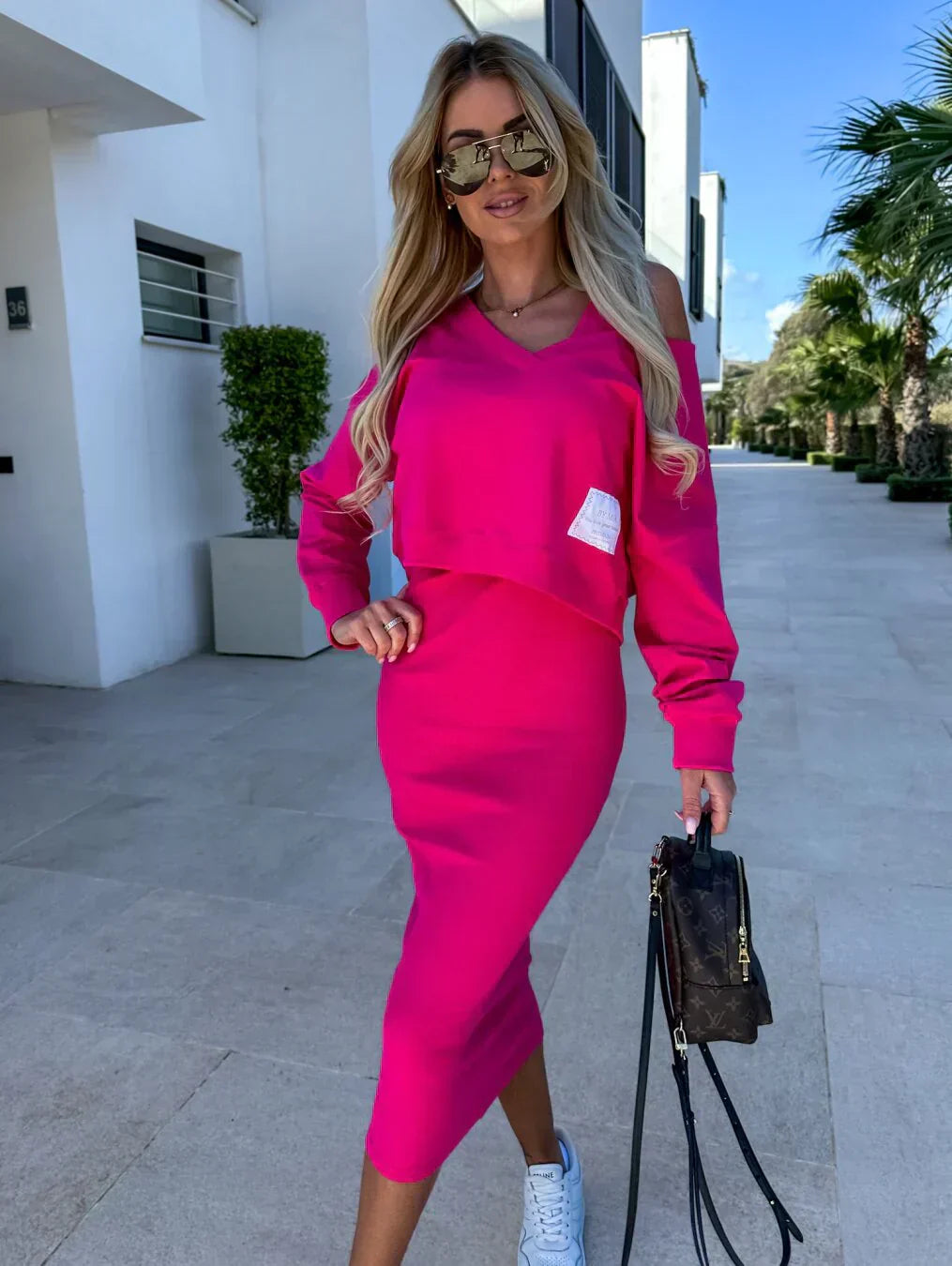 LARISA – SOFT SWEATER OVERLAY DRESS SET