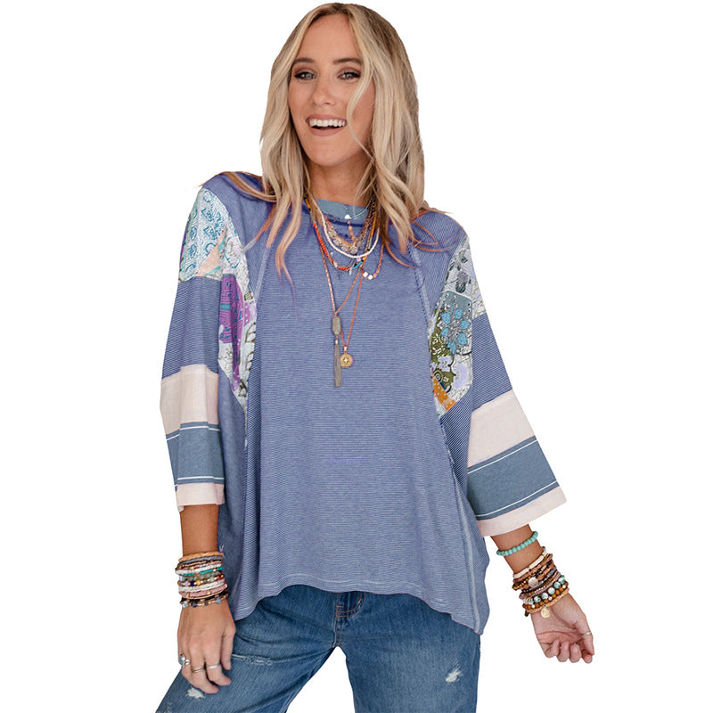 CARISSA – ARTISAN BATWING PATCHWORK BLOUSE