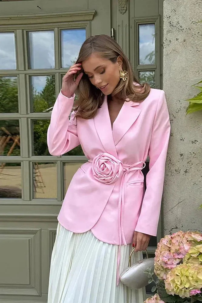 ROSALINDA - BLOSSOM TIE-WAIST WRAP BLAZER