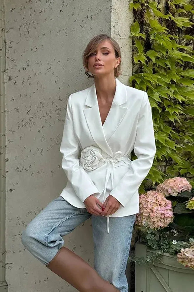 ROSALINDA - BLOSSOM TIE-WAIST WRAP BLAZER