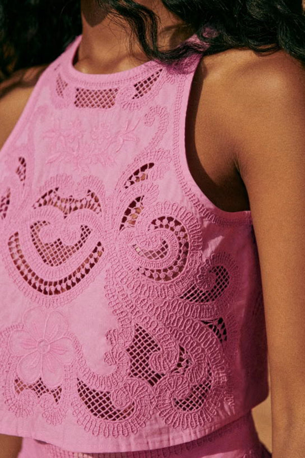 Moise Pink Lace Set