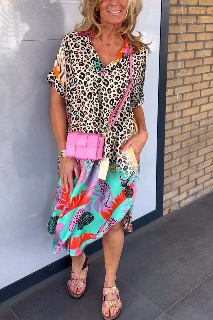 NEVE - CASUAL DRESS WITH LEOPARD PRINT