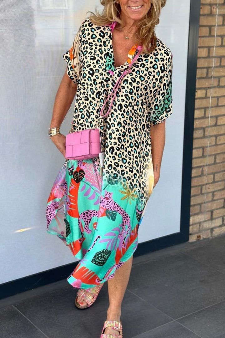 NEVE - CASUAL DRESS WITH LEOPARD PRINT