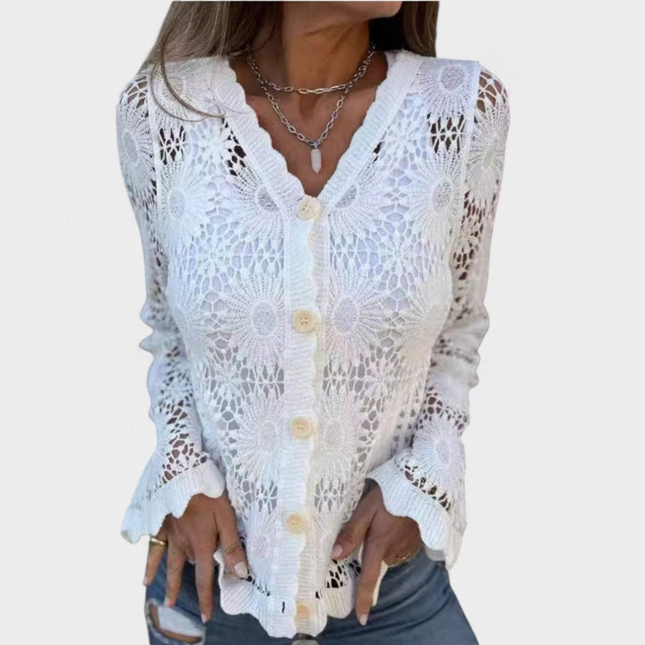 CASSIDY – GAUZY BLOSSOM WOVEN CARDIGAN